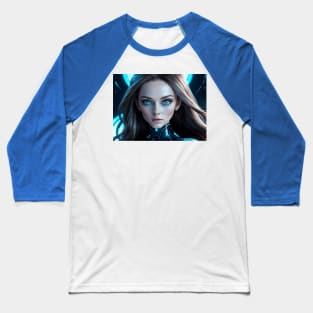 Hybrid Alien Beautiful Girl Blue Eyes Baseball T-Shirt